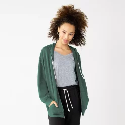 Juniors' SO® Oversized Zip-Up Hoodie -Fleece Shop 5236393 Explorer Green