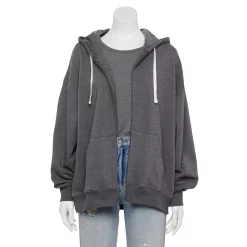 Juniors' SO® Oversized Zip-Up Hoodie -Fleece Shop 5236393 Gray Haze