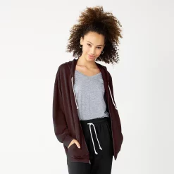 Juniors' SO® Oversized Zip-Up Hoodie -Fleece Shop 5236393 Layla Plum