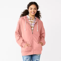 Juniors' SO® Oversized Zip-Up Hoodie -Fleece Shop 5236393 Pnk Lychee