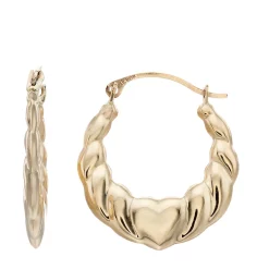10k Gold Heart Hoop Earrings