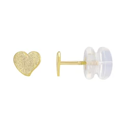 Charming Girl Kids' 14k Gold Satin Finish Heart Earrings