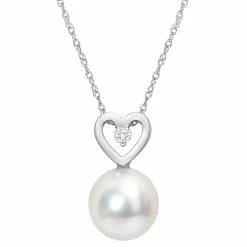 Stella Grace 10k White Gold South Sea Cultured Pearl & Diamond Accent Heart Pendant Necklace
