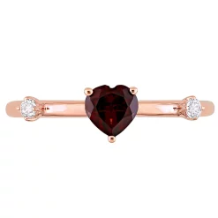 Stella Grace 10k Rose Gold Heart Garnet & White Topaz Stackable Ring -Fleece Shop 5563373 ALT4