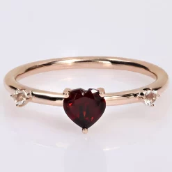 Stella Grace 10k Rose Gold Heart Garnet & White Topaz Stackable Ring -Fleece Shop 5563373 ALT5