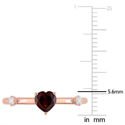 Stella Grace 10k Rose Gold Heart Garnet & White Topaz Stackable Ring -Fleece Shop 5563373 ALT7