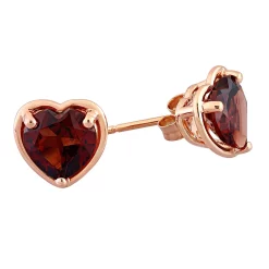 Stella Grace 14k Rose Gold Heart Garnet Stud Earrings -Fleece Shop 5563378 ALT2