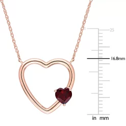 Stella Grace 10k Rose Gold Garnet Open Heart Pendant Necklace -Fleece Shop 5563386 ALT4