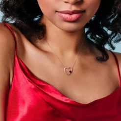 Stella Grace 10k Rose Gold Garnet Open Heart Pendant Necklace -Fleece Shop 5563386 ALT5