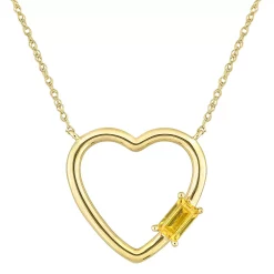 Stella Grace 10k Gold Yellow Sapphire Open Heart Pendant Necklace
