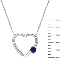 Stella Grace 10k White Gold Sapphire Open Heart Pendant Necklace -Fleece Shop 5563388 ALT3