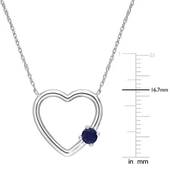 Stella Grace 10k White Gold Sapphire Open Heart Pendant Necklace -Fleece Shop 5563388 ALT4
