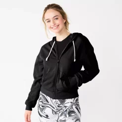 Juniors' SO® Favorite Long Sleeve Zip-Up Hoodie -Fleece Shop 5585853 Black Luxe