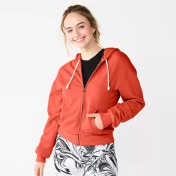 Juniors' SO® Favorite Long Sleeve Zip-Up Hoodie -Fleece Shop 5585853 Orange Cactus