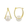 Forever 14K Freshwater Cultured Pearl Oval Hoop Earrings