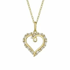 10k Gold Cubic Zirconia Heart Pendant Necklace