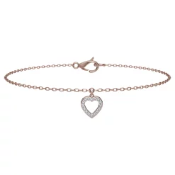 10k Rose Gold Diamond Accent Heart Bracelet
