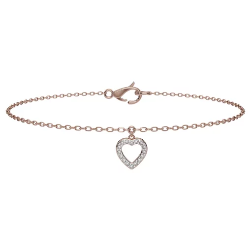 10k Rose Gold Diamond Accent Heart Bracelet -Fleece Shop 5706899