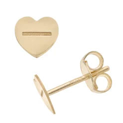 14k Gold Heart Stud Earrings