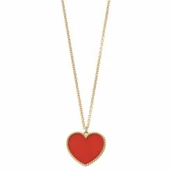 14k Gold Carnelian Heart Pendant Necklace