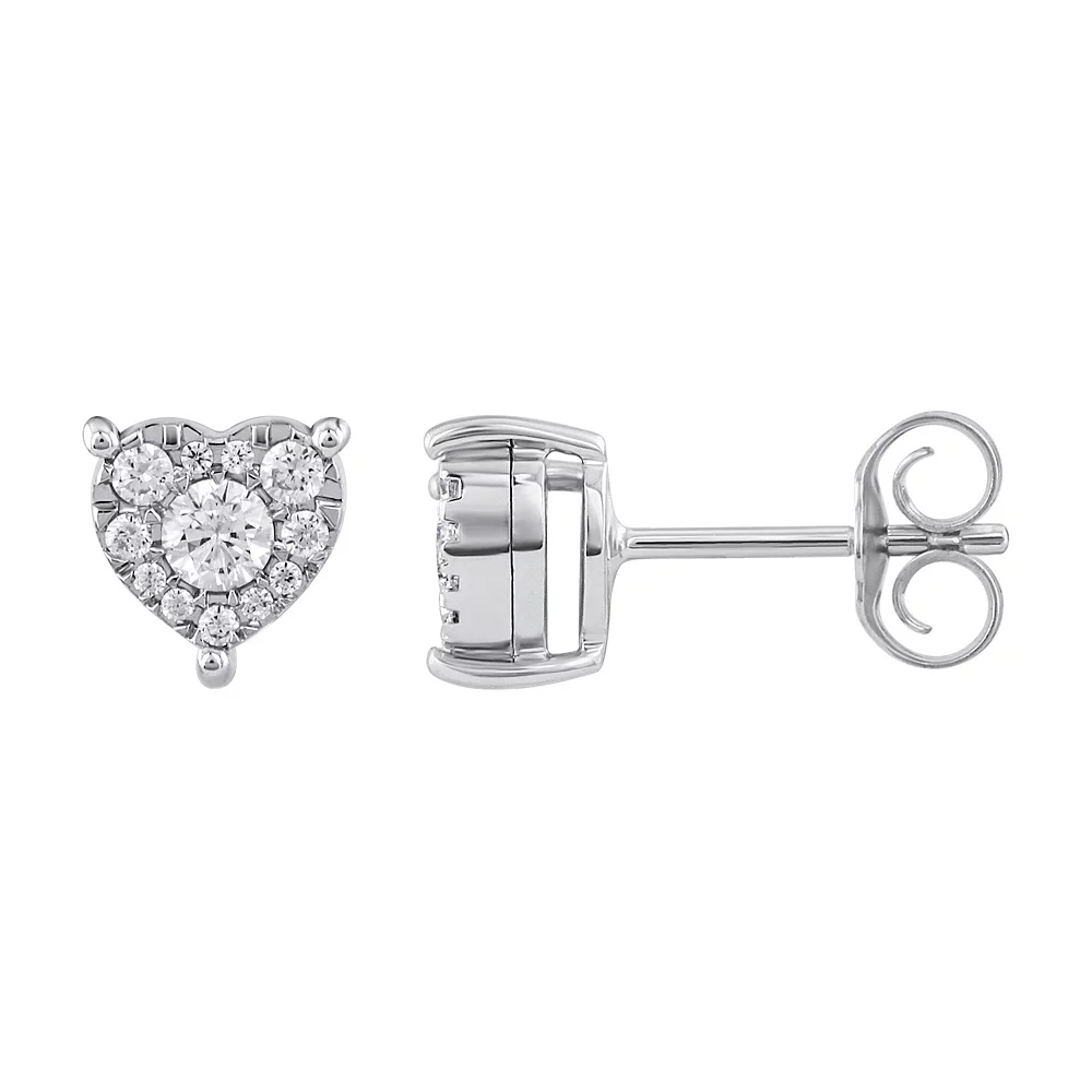 10k White Gold 1/5 Carat T.W. Diamond Heart Stud Earrings 3 10k White Gold 1/5 Carat T.W. Diamond Heart Stud Earrings