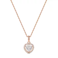 10k Rose Gold 1/4 Carat T.W. Diamond Heart Halo Pendant Necklace
