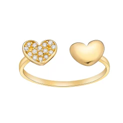 Lila Moon 10k Gold Cubic Zirconia Double Heart Adjustable Toe Ring