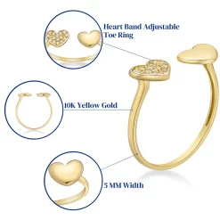 Lila Moon 10k Gold Cubic Zirconia Double Heart Adjustable Toe Ring -Fleece Shop 5766615 ALT3