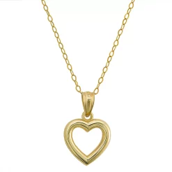 Charming Girl 14k Gold Polished Open Heart Necklace
