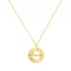 14k Gold "Love" Radiant Disk Adjustable Necklace -Fleece Shop 5941565