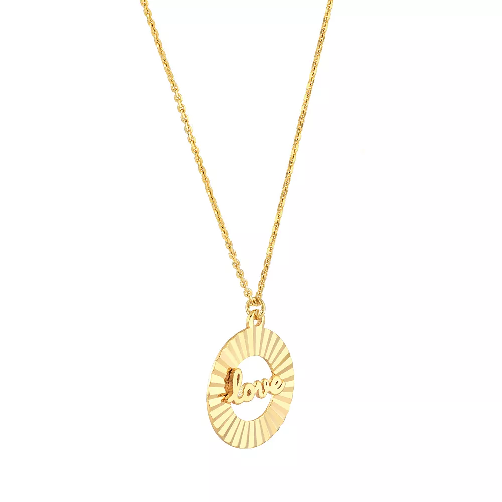 14k Gold "Love" Radiant Disk Adjustable Necklace 4 14k Gold "Love" Radiant Disk Adjustable Necklace - Image 2