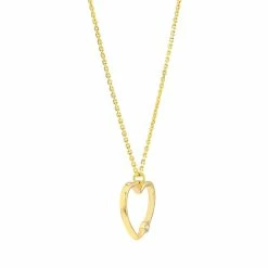 14k Gold Diamond Accent Open Heart Pendant Adjustable Necklace 5 14k Gold Diamond Accent Open Heart Pendant Adjustable Necklace -Fleece Shop 5941568 ALT