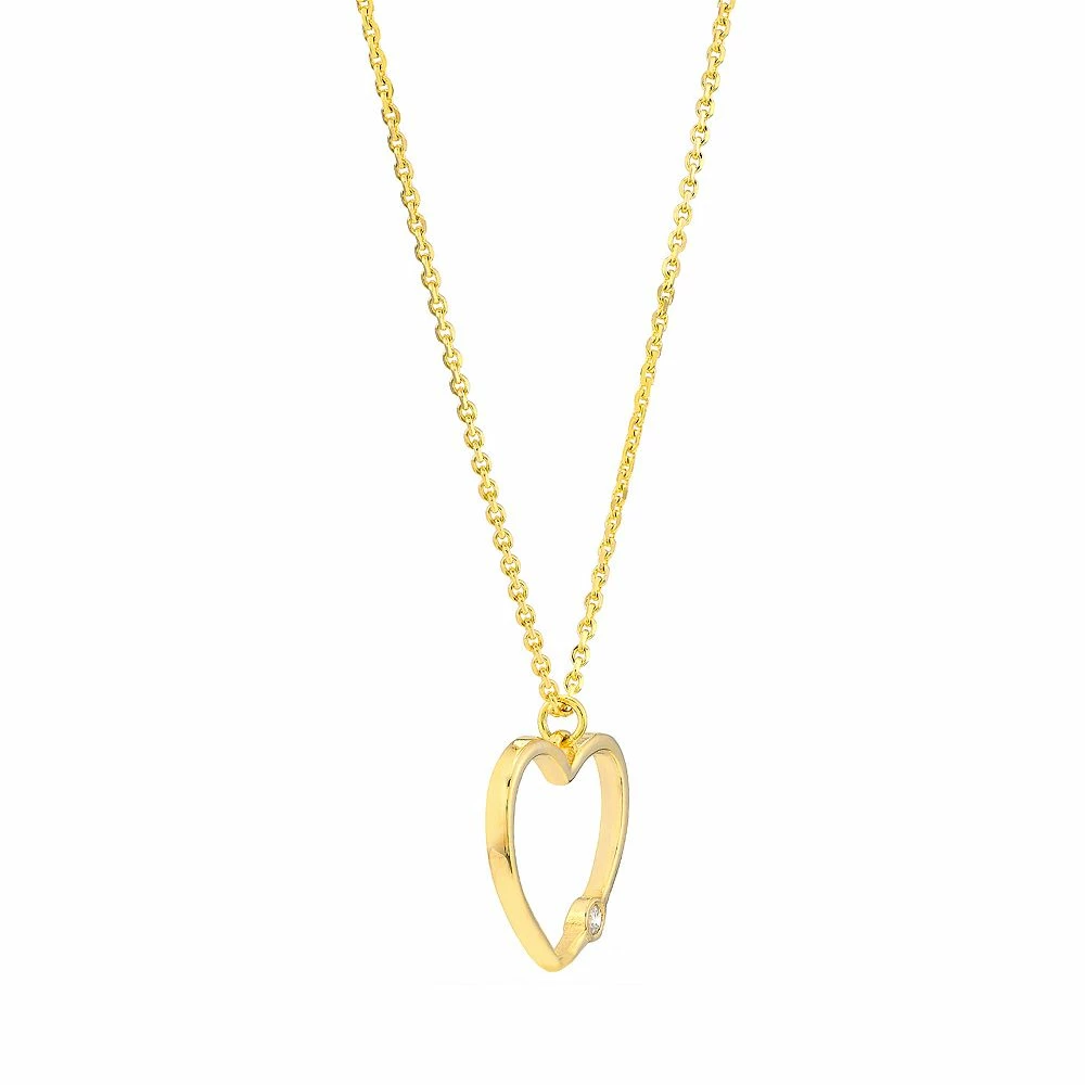 14k Gold Diamond Accent Open Heart Pendant Adjustable Necklace 4 14k Gold Diamond Accent Open Heart Pendant Adjustable Necklace - Image 2