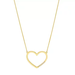 14k Gold Diamond Accent Open Heart Adjustable Necklace