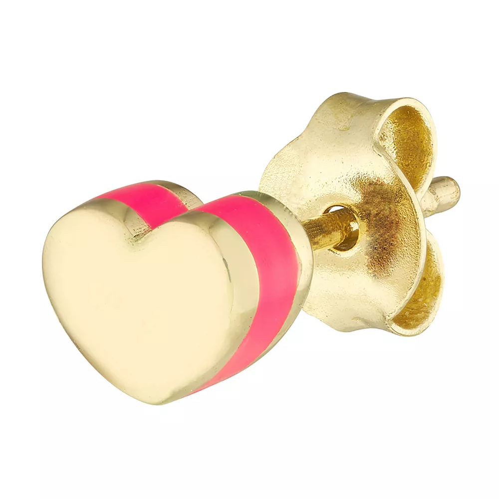 Color Romance 14k Gold 5 mm Pink Enamel Domed Heart Stud Earrings 4 Color Romance 14k Gold 5 mm Pink Enamel Domed Heart Stud Earrings - Image 2