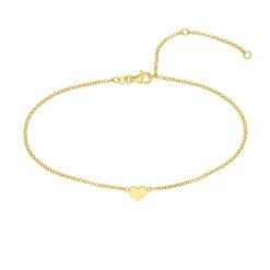 14k Gold Heart Adjustable Rolo Chain Anklet