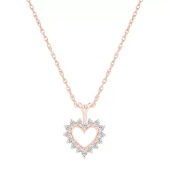 Alyson Layne 14k Gold 1/4 Carat T.W. Diamond Open Heart Pendant Necklace