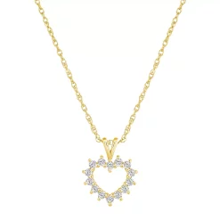 Alyson Layne 14k Gold 1/4 Carat T.W. Diamond Petite Open Heart Pendant Necklace