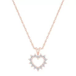 Alyson Layne 14k Gold 1/4 Carat T.W. Diamond Petite Open Heart Pendant Necklace -Fleece Shop 6006775 14k Rose Gold