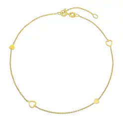 Taylor Grace 10k Gold Open Heart Station Ankle Bracelet