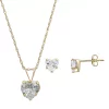 Taylor Grace 10k Gold Cubic Zirconia Heart Pendant & Stud Earrings Set -Fleece Shop 6007420