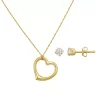 Taylor Grace 10k Gold Cubic Zirconia Open Heart Necklace & Stud Earrings Set