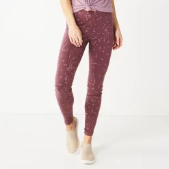 Women's Sonoma Goods For Life® Midrise Leggings -Fleece Shop 6120748 Plum Geo Floral